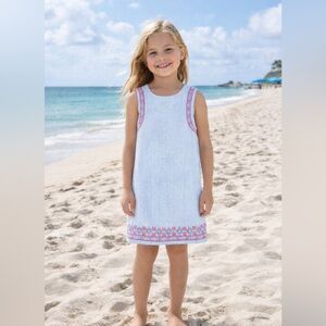 Vineyard Vines Embroidered Seersucker Dress Girls Size 12